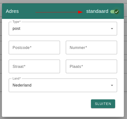Standaard adres instellen